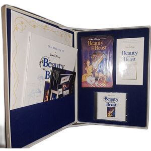 SEALED Disney Beauty & Beast Velvet Box-VHS Commemorative Box Set- CD Lithograph